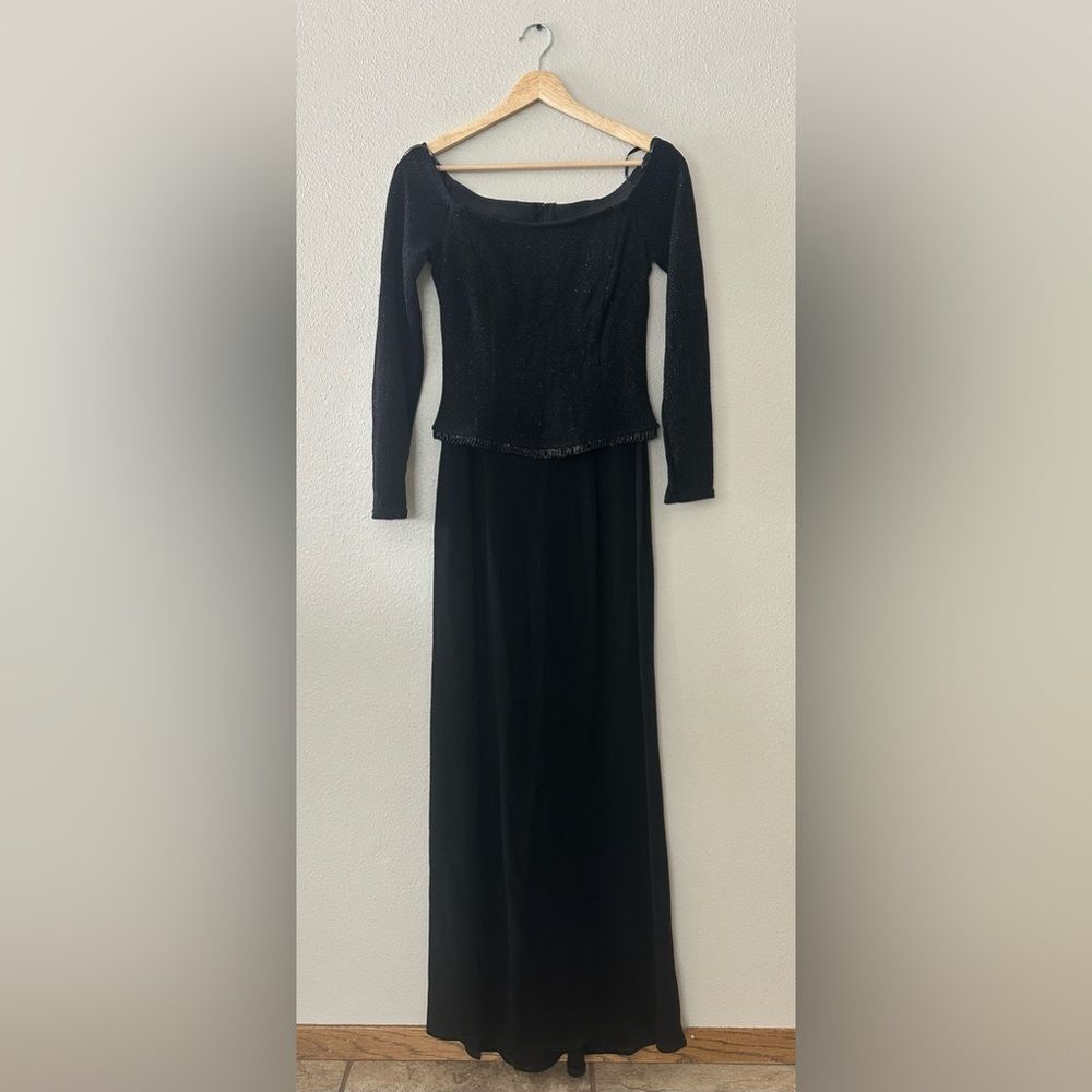Scott McClintock Vintage 90s Black Beaded Formal Gown Maxi Dress Size 6